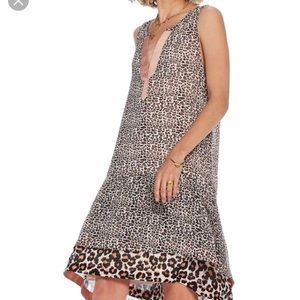Scotch & Soda Leopard Print High-Low Dress in Tan and Black